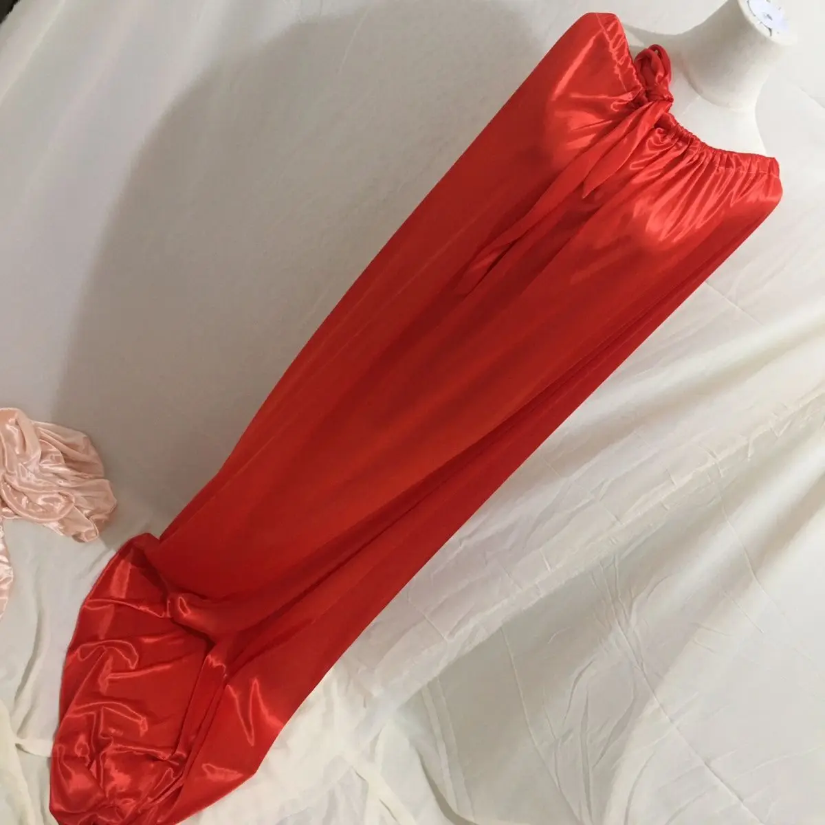 Wide0.7m Glossy Satin Loose Maxi Dress Ice Silk Sleeveless Sexy Long Sleeping Bag