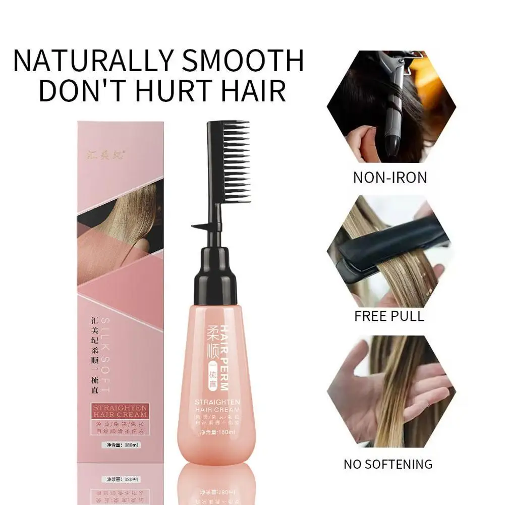 الكيراتين كريم فرد الشعر مع مشط إصلاح قناع التجعد منتجات الشعر المجعد المهنية صالون استقامة دائمة K4B8