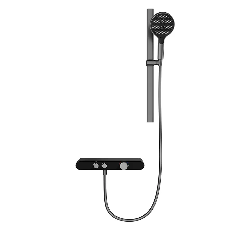 

Gun gray, minimalist, shower set, household, refined copper, shower tank.