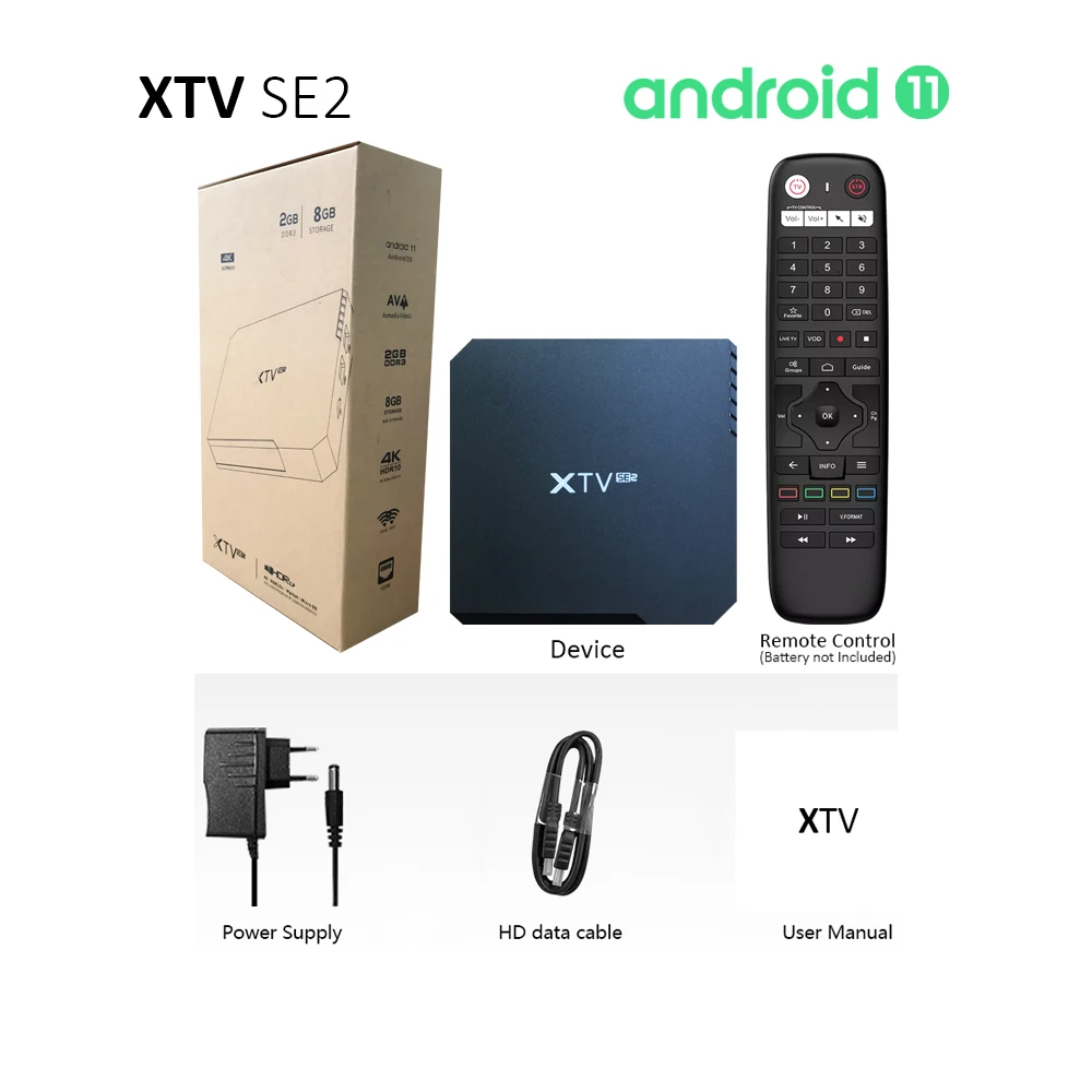XTV SE2 صندوق البث أندرويد 11 Stalker Xtream Live TV فك SoC S905W2 2G 8G AV1 4K بلوتوث WiFi5 استقبال SE2Lite