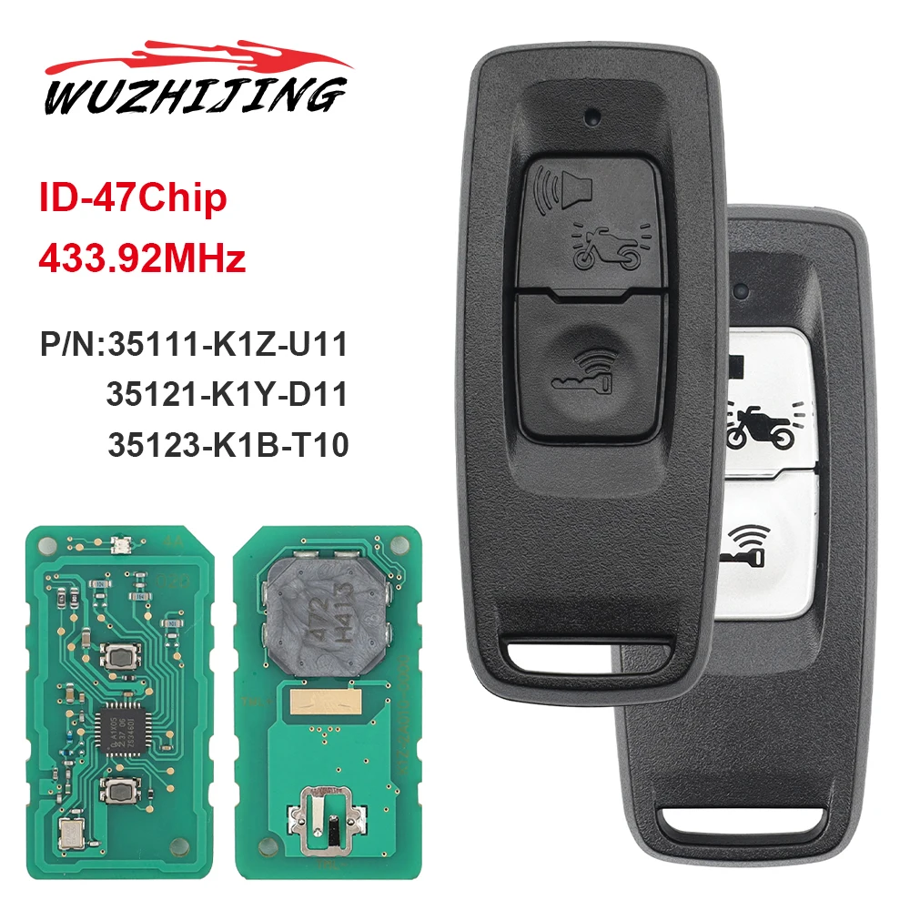 

For Honda PCX160 2021-2023 Motorcycle Remote Key FCC ID 35111-K1Z-U11 K2Z 35121-K1Y-D11 K1B-T10 433MHz 47 Chip 2Button