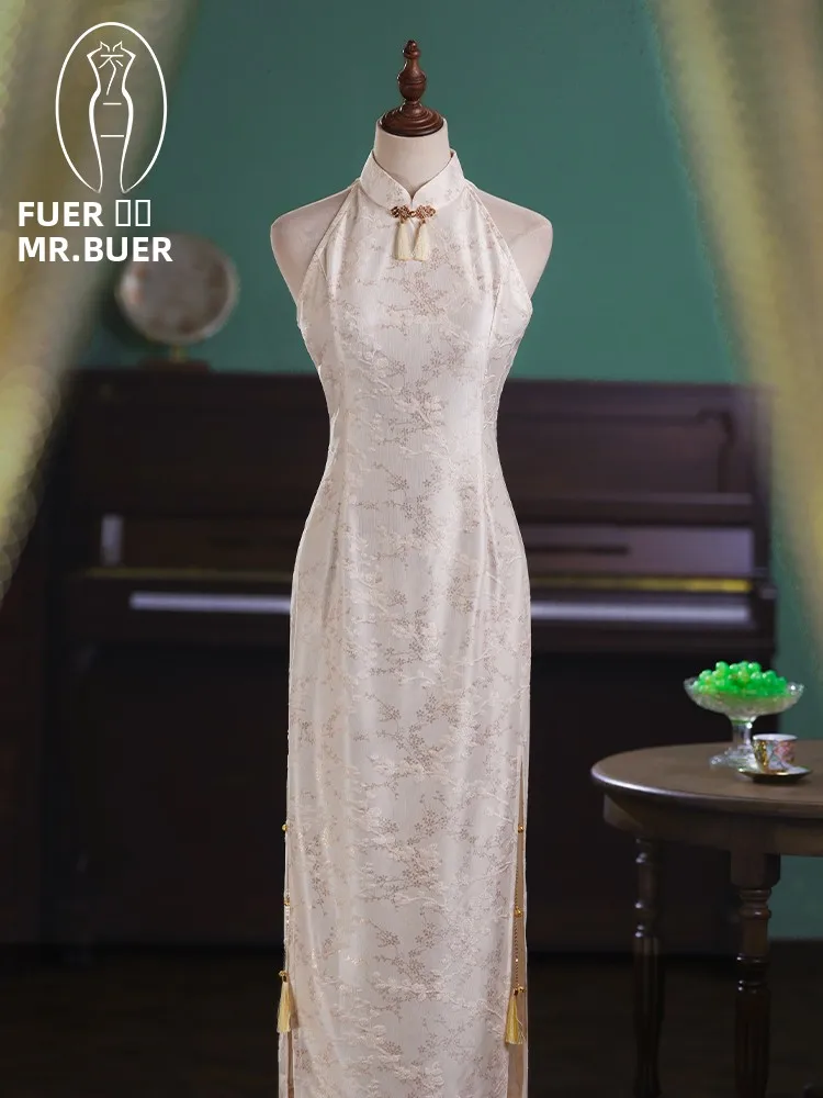 

Свадебное платье-ципао мятно-белого цвета для помолвки, китайское, с длинной юбкой, из дышащего полиэстера, с коротким рукавом, миди-платье