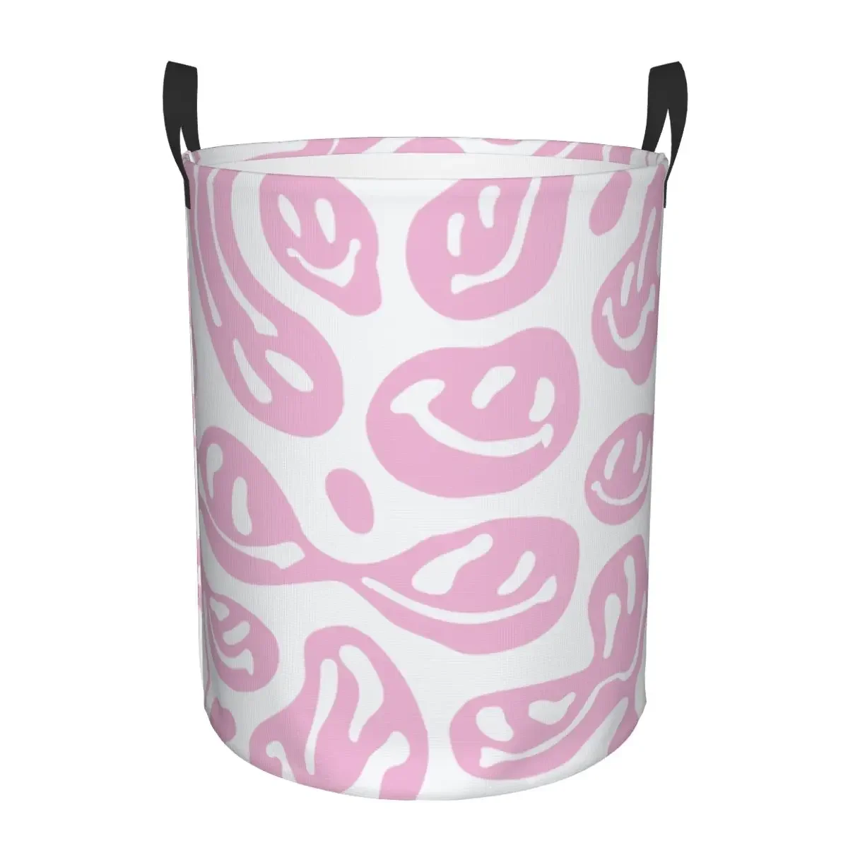 

Pink Melted Smiley Faces Laundry Hamper Large Clothes Storage Basket Pink Girl Purple Letter Aesthetic Toys Bin