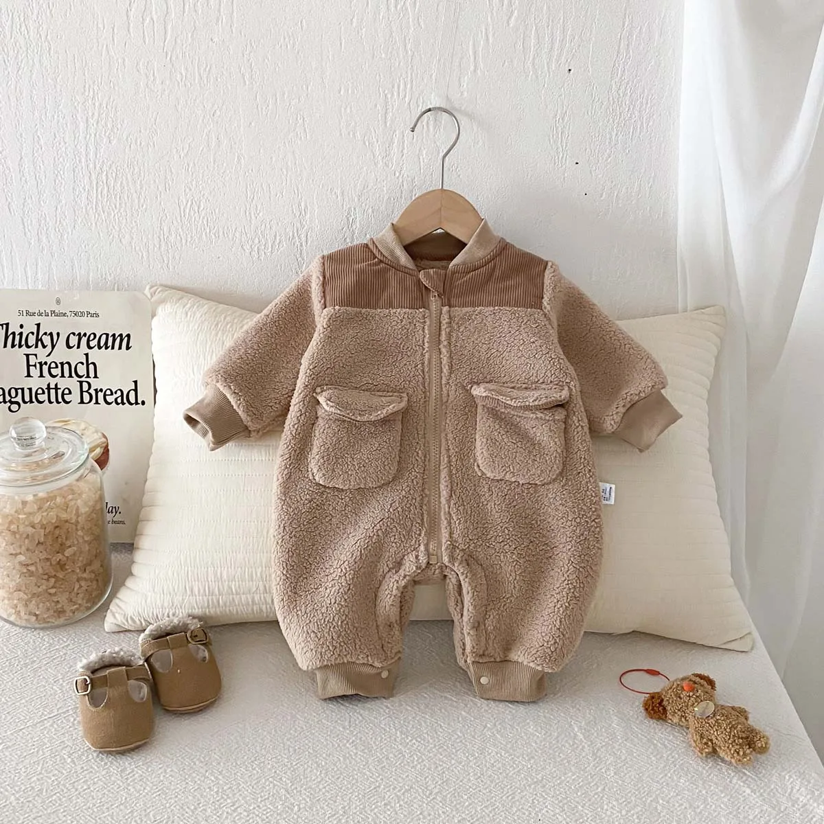 

Детское боди в корейском стиле, зимнее утепленное флисовое боди, морозостойкий утолщенный теплый наряд