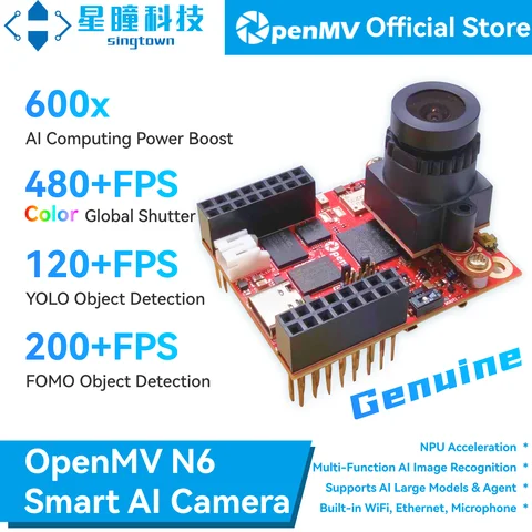 OpenMV N6 Genuine SingTown-480FPS Color Global Shutter AI Machine Vision Smart Camera NPU 120FPS YOLO Image Recognition Robotics