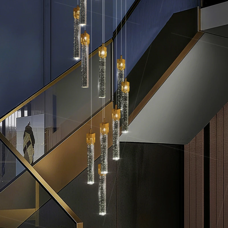 أضواء الثريا الحديثة كريستال درج إضاءة داخلية مصباح السقف معلقة ضوء led الثريات لغرفة المعيشة الإضاءة الداخلية #5