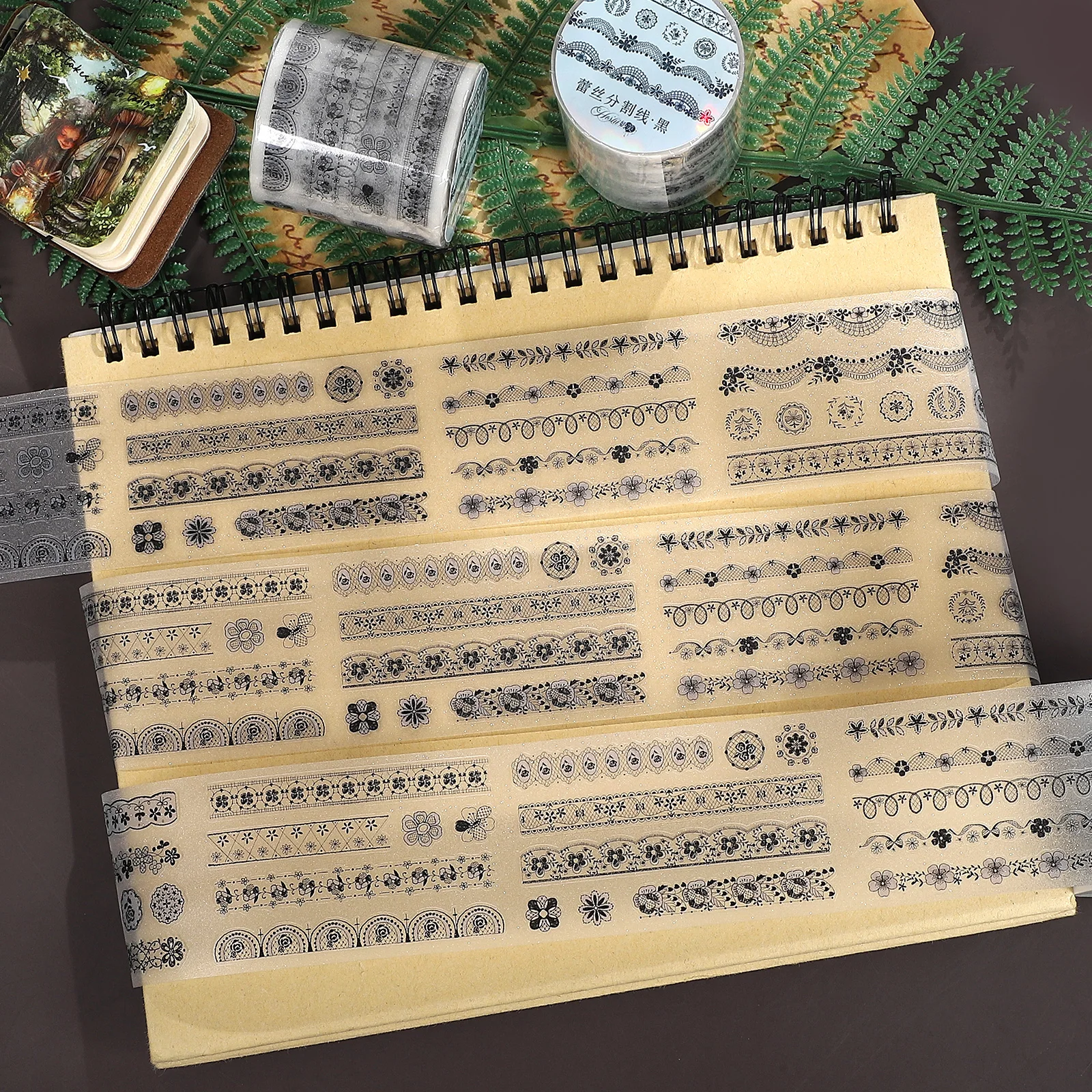 

45 мм * 5 м винтажная кружевная разделительная линия-черный пейзаж ПЭТ-лента креативный DIY материал для журнала коллаж канцелярские принадлежности для скрапбукинга