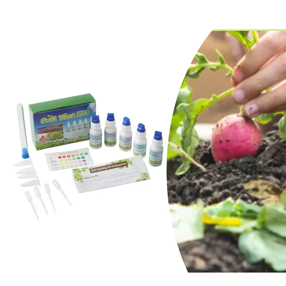 Imagem -03 - Kit de Teste do Solo para Garden Farm em ph Amônia Nitrogênio Fósforo Potatina Fertilidade Solução Reagente Medidor de Acidez 10ml