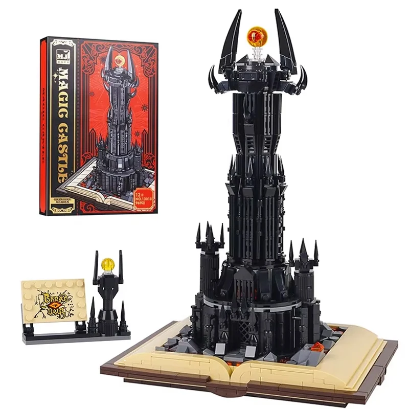 Black Tower Magic Gastle on Book Lord Rings Sauron Eye Building Blocks Led Light Assemble Bricks Collection Toys Boys Kids Gifts