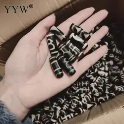 Sale 1 PC 13x38mm Black Natural Tibetan Dzi Beads Kuanyi Nine Eyes Random Patterns Agate Onyx Stone For Buddhist Jewelry Making