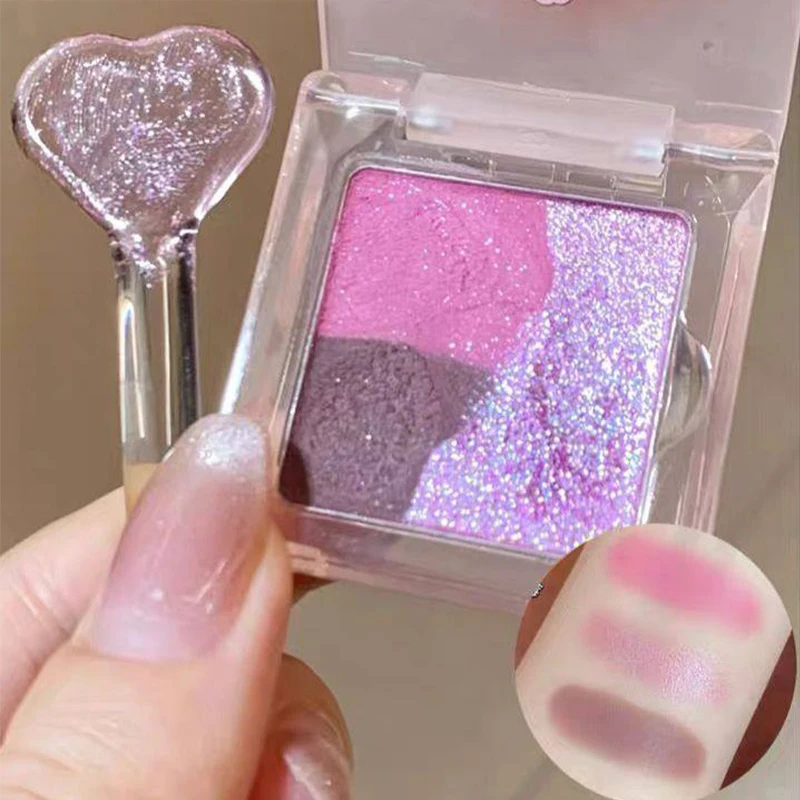 Mini 3 Kleuren Oogschaduw Matte Parelmoer Explosieve Flits Delicate Make-Up Niet Gemakkelijk Te Vliegen Poeder Witte Oogschaduwplaat