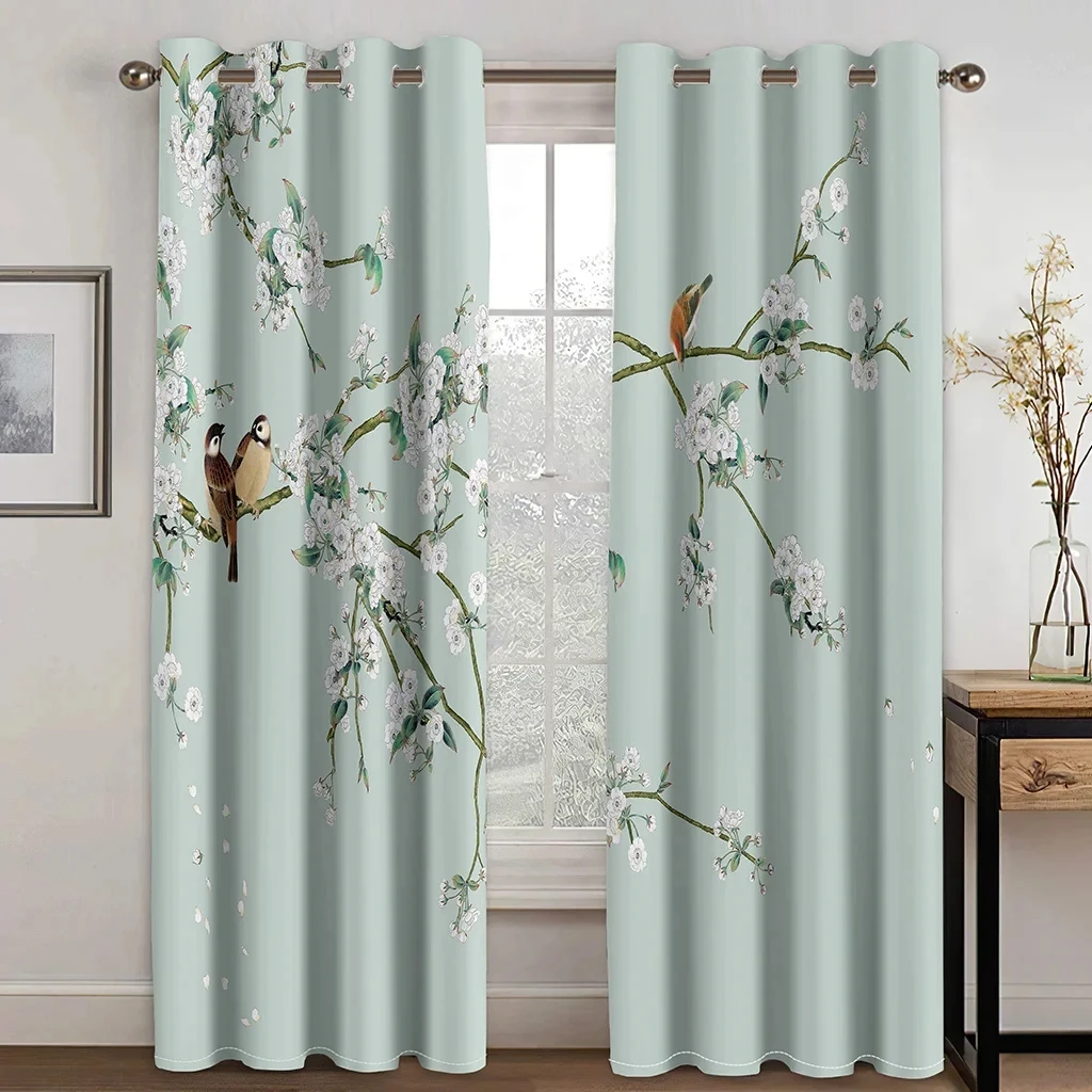 Chinese Troditional Culture Bird Flower Window Curtains in Kids Bedroom Living Room Hall Treatments Kitchen Decor Drapes Blinds