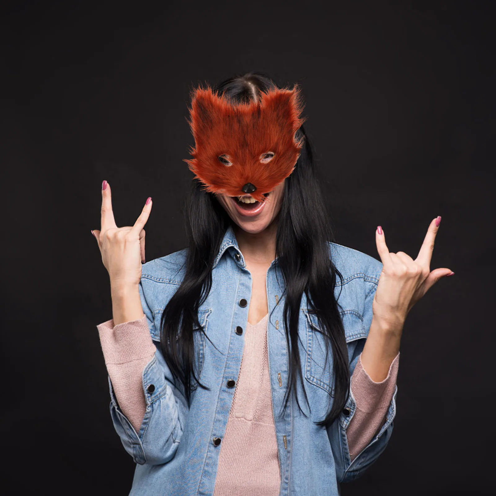 

Foxy Half Cosplay Halloween Venetian Masquerade Unique Realistic Fox For Adults Party Accessories Animal Face Mask Set