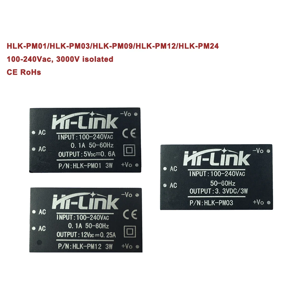 HLK-PM01/PM03/PM12 Mini Intelligent Switch Power Supply Module, AC-DC 220V to 5V/3.3V/12V Same Day Shipment - Safe and Reliable