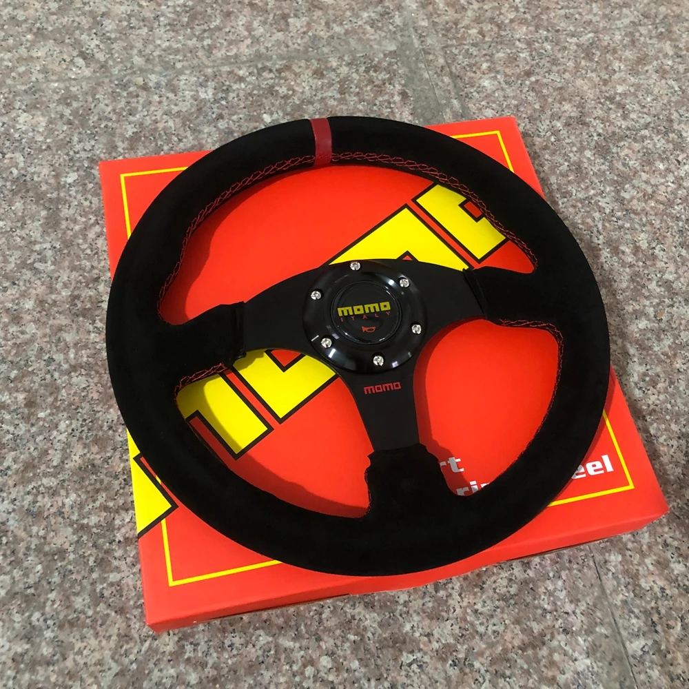 Rally Universal Drift 330mm MOMO Racing Steering Wheel Car Suede Leather JDM Steering Wheel Volantes For VW HONDA TOYOTA BMW