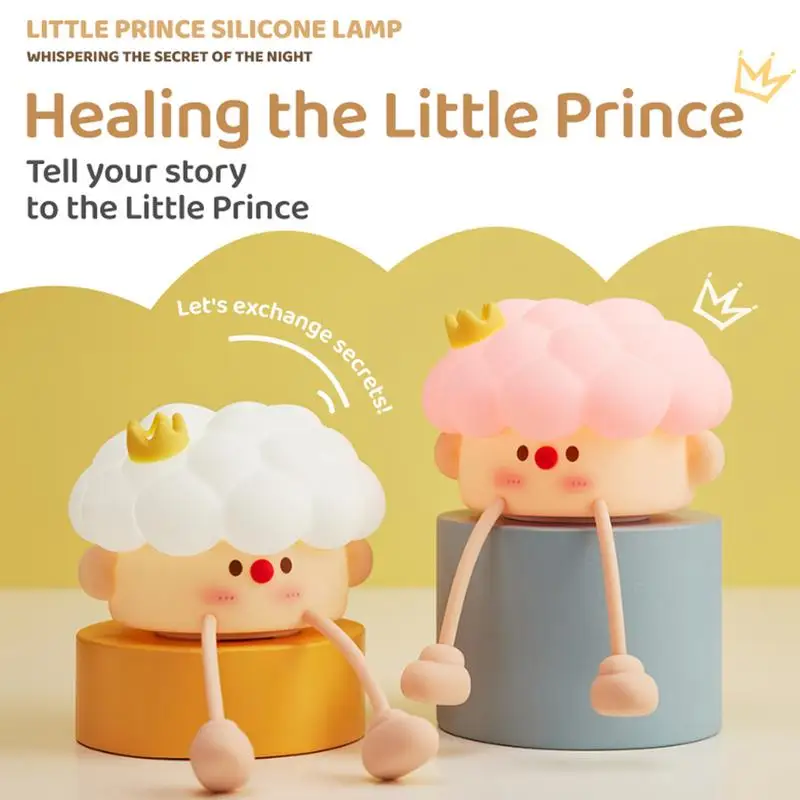 Cute Cartoon Night Light Rechargeable Silicone Clap Light With 3 Brightness Cartoon Prince Silicone Clap Light Bedside Lamp