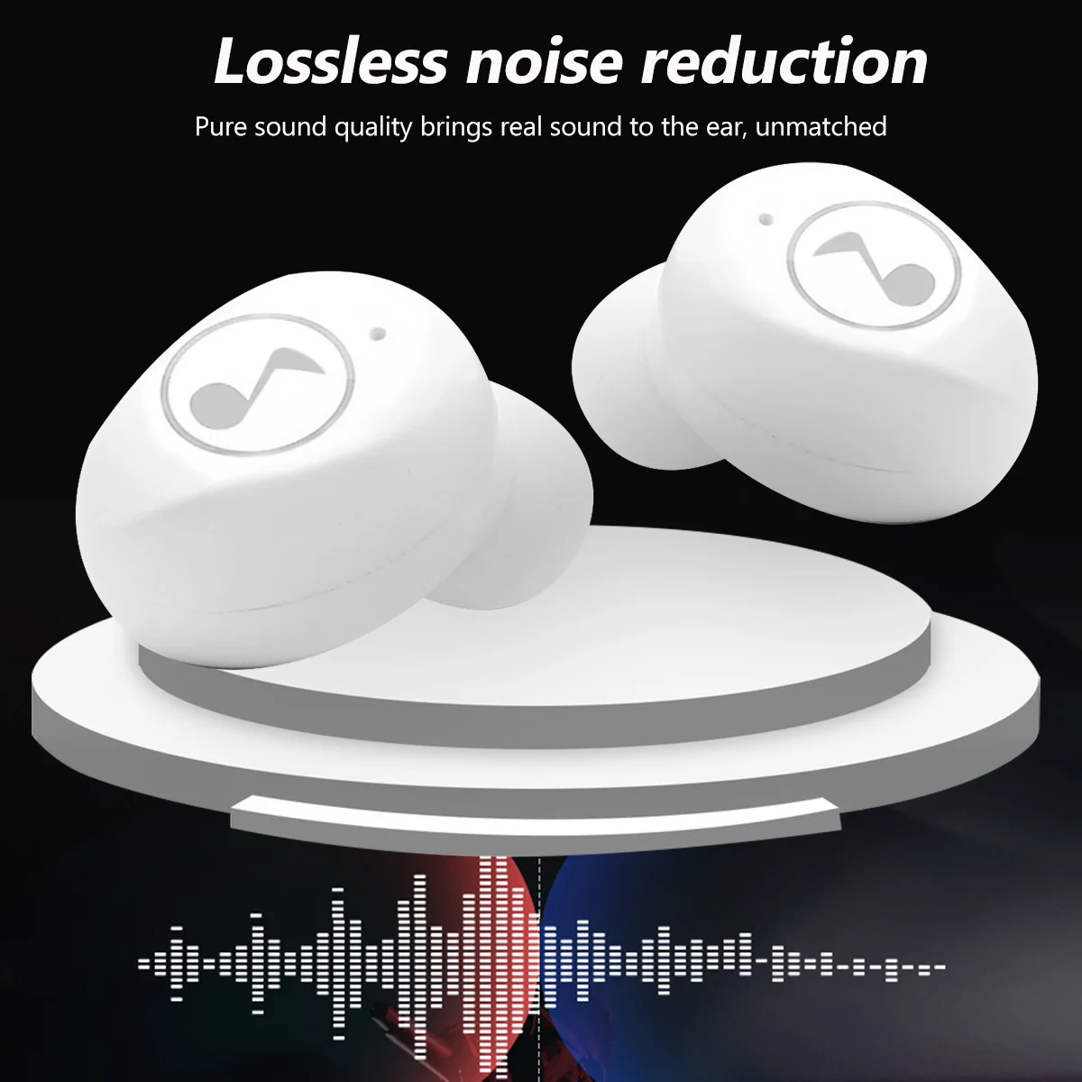 

1pc 2200Mah Waterproof Earphones Wireless Noise Reduction Stereo Sound Digital Display Indicator Fast Pairing