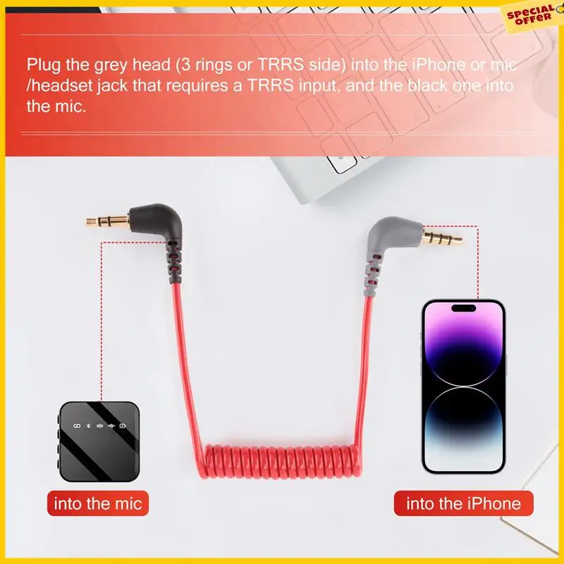 A25P Ersatz 3,5 mm TRS auf 3,5 mm TRRS-Adapterkabel für iPhone RODE Sc7 von VIDEOMIC GO Video Micro-Type-Mikrofone