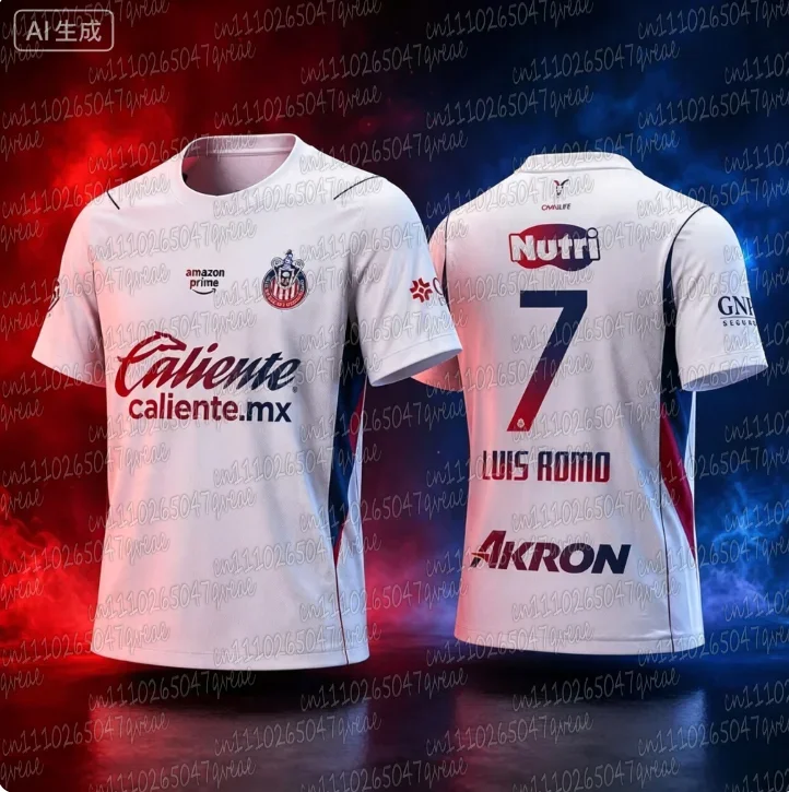 2026 Guadalajara Chivas Luis Romo 7 # Fußballtrikot Sommer 3D Sport Fußball T-Shirt Atmungsaktiv Schnelltrocknend Familienoutfit – Detail 6