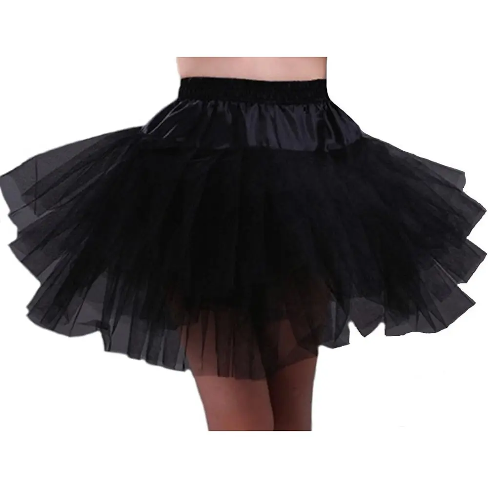 Bridal Wedding Short Skirt Knee Length Ballet Triple Layer Hard Mesh Versatile Inner Canopy Skirt Black and White