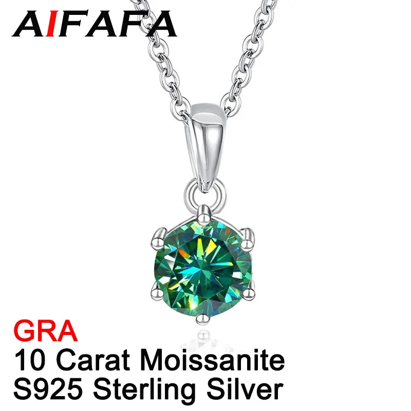 

5/10 Carat White Green Moissanite Pendant Necklace For Women Moissanita Lab Diamond 100% S925 Sterling Silver Neck Chain Jewelry