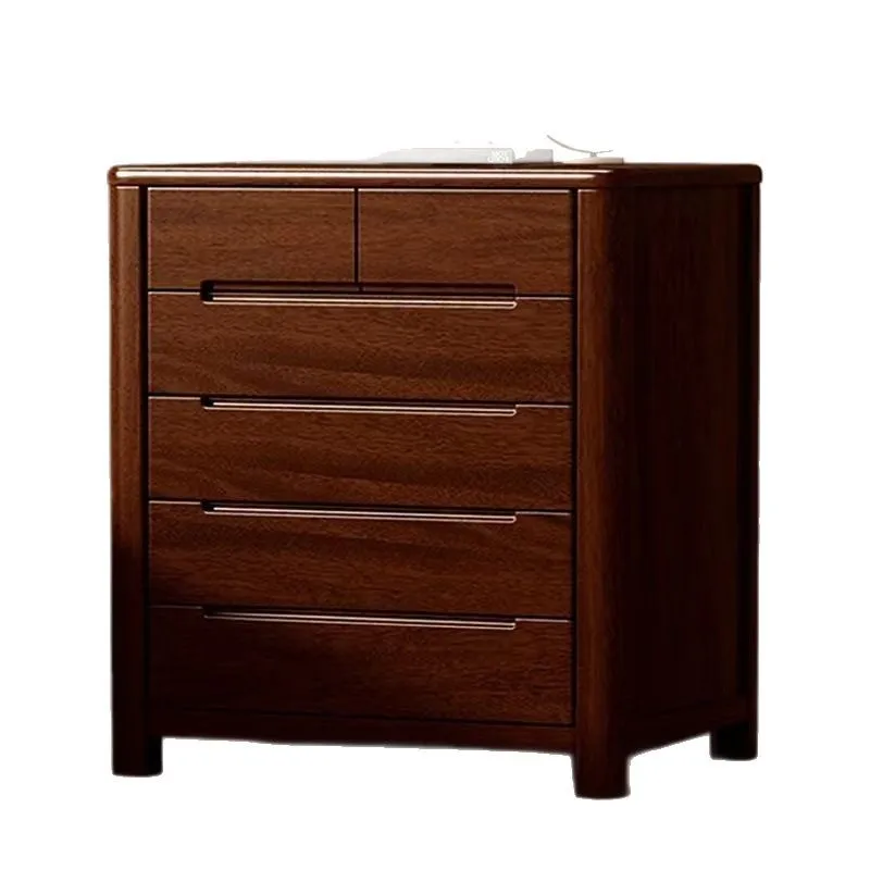 All solid wood six-chest cabinet five-chest cabinet walnut bedside table