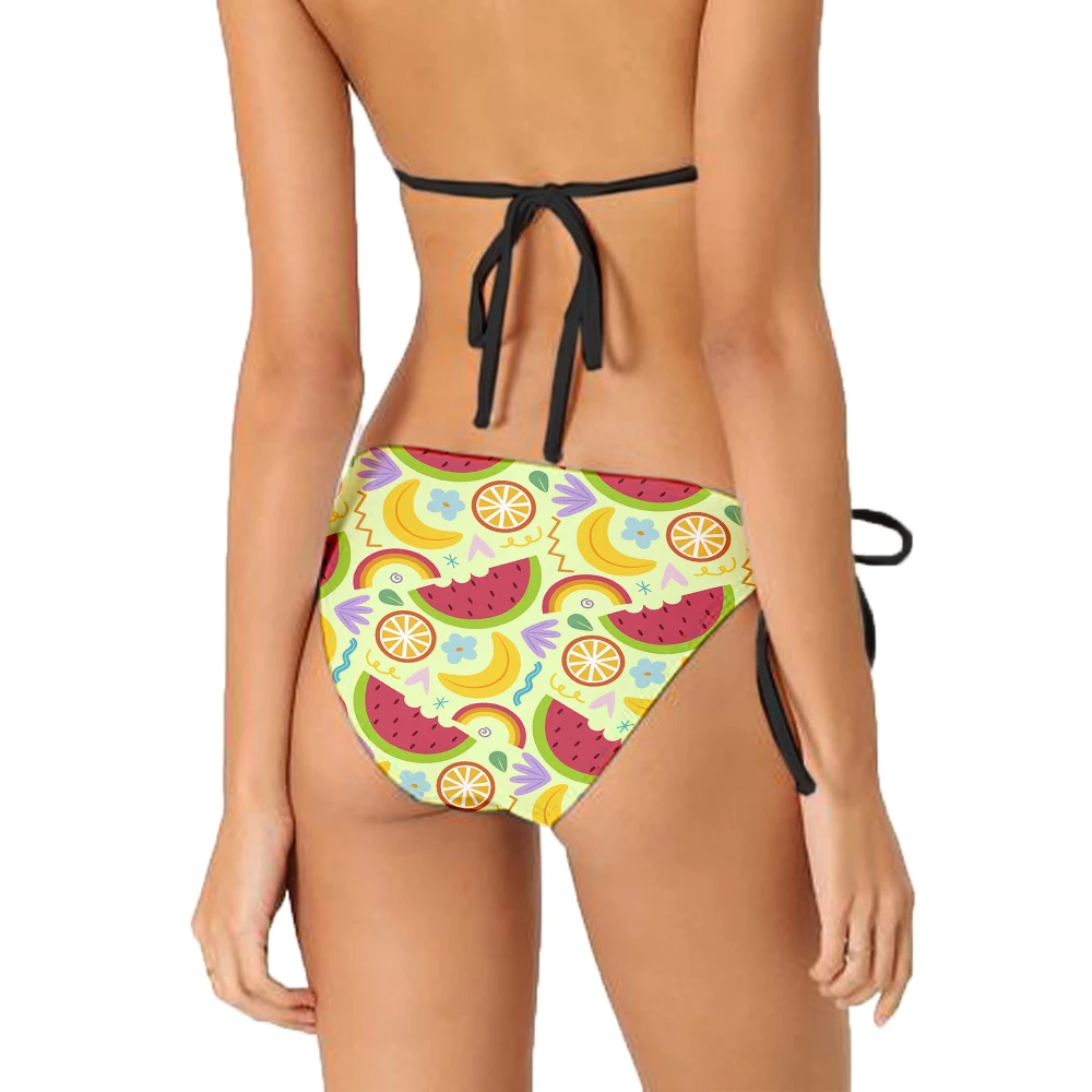 Modern fruit donut vacation style printed bikini two-piece sexy slimming halter strap bikini set beachwear