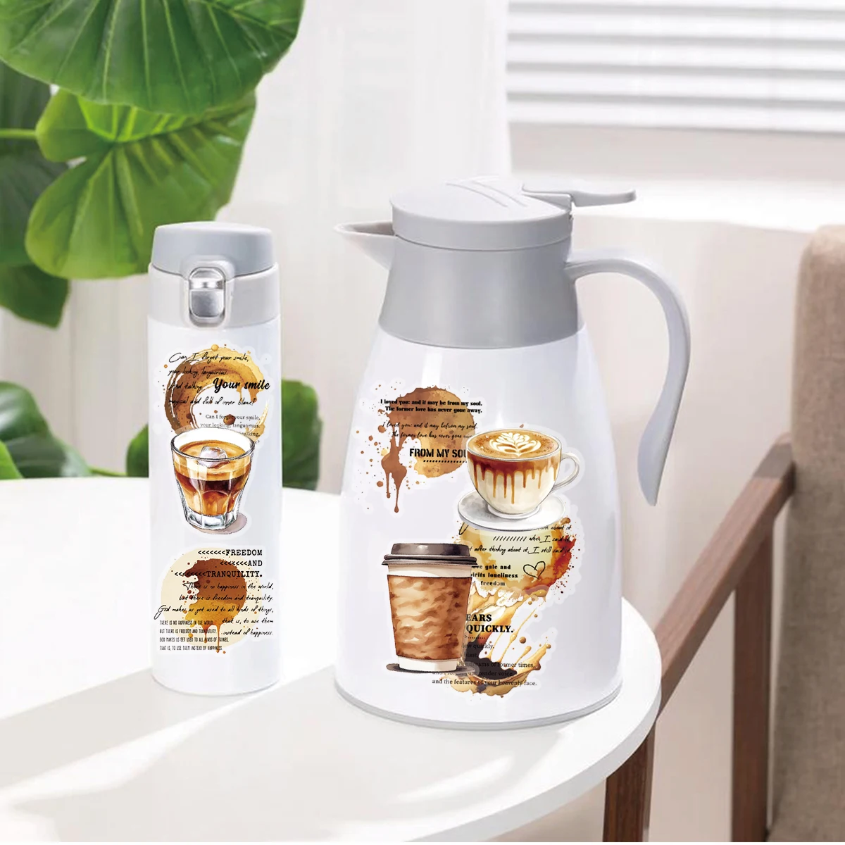 30sheets Black Tea Latte Label Pattern Stickers Suitable for Laptops, Water Bottles, Suitcases and Cell Phones, Cafes, Pen Bags