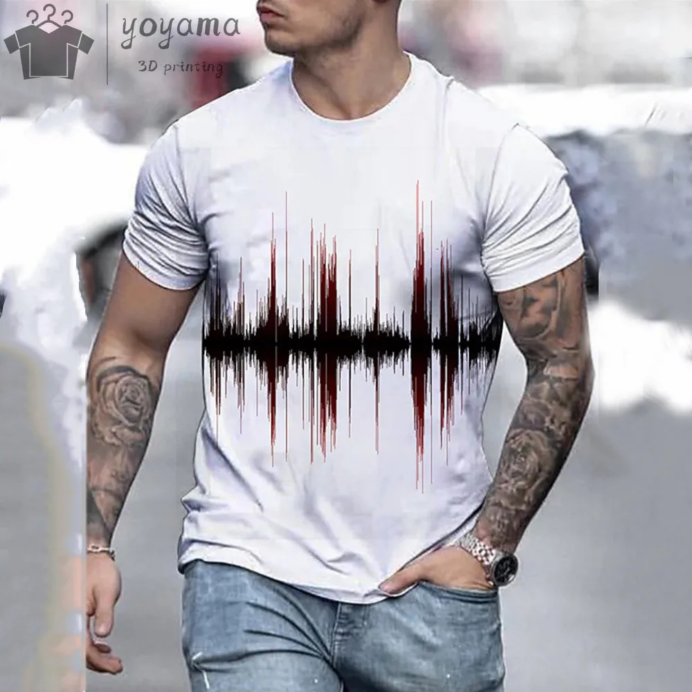Men's T Shirt 3d Graphic O-Neck Black White Stripes Oversized T-Shirt Clothing Casual Daily Top Streetwear Short Sleeve Clothing