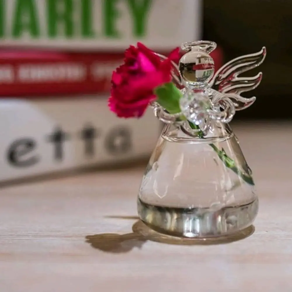 Cute Glass Angel Shape Flower Plant Hanging Vase Home Office Wedding Decor