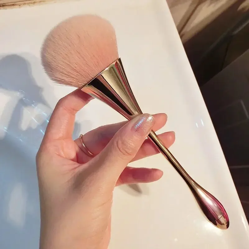 Rosa de ouro em pó blush escova profissional compõem escova grande rosto cont cosméticos rosto cont brocha colorete compõem ferramenta