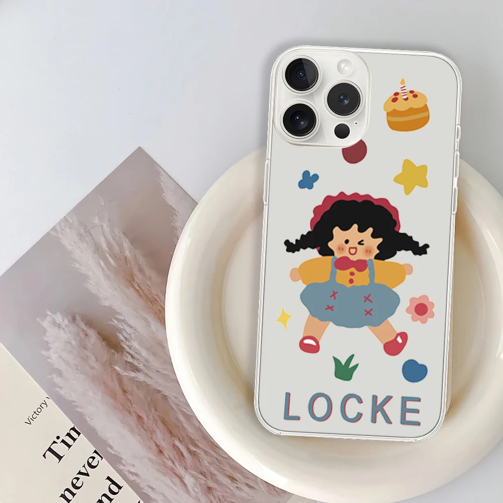 Cartoon locke cute Phone Case for iPhone 12 11 13 14 15 16 Max Pro Plus Transparent Soft Shell image 3