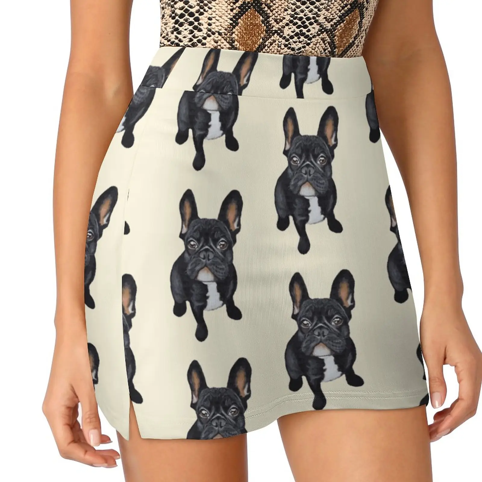 French Bulldog Skirts Woman Fashion 2022 Pant Skirt Mini Skirts Office Short Skirt Puppy Canine Black Dog Frenchie French