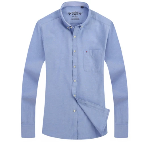 Imagen 2 del producto Camisa de manga larga Oxford Spin de algodón de talla grande de alta calidad para primavera y otoño 6XL, informal de negocios blanco puro sin hierro