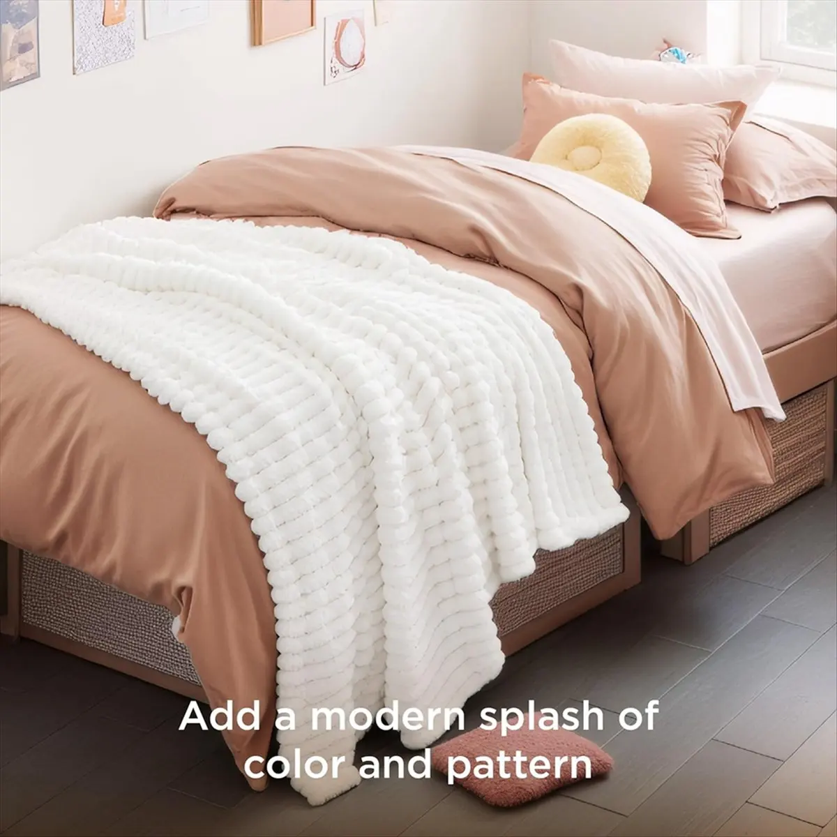 【THANKSGIVING DAY】 White Throw Blanket for Couch - Cozy Blanket for Women, Cute Throws for Girls, Room Home Dorm Decor
