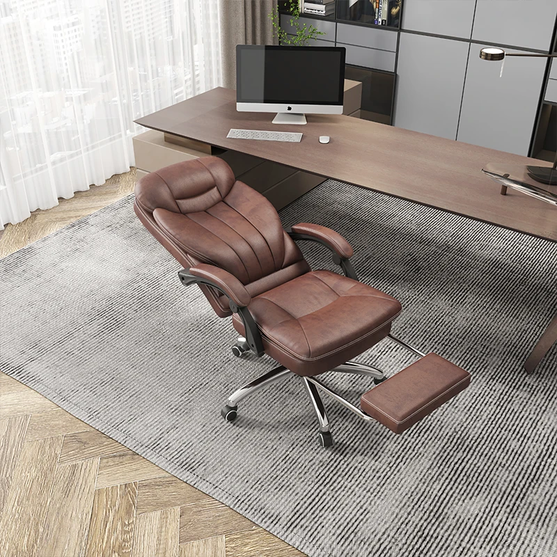 

Genuine Leather Executive Office Chair Ergonomic High Back Swivel Computer Chair with Massage for Home Office