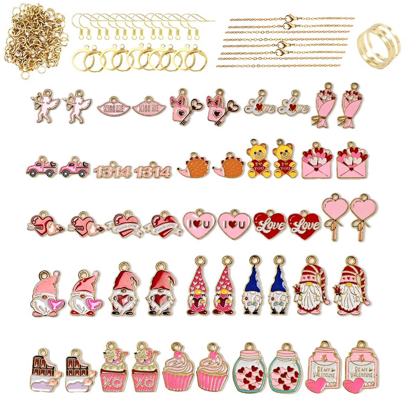 

День святого Валентина, сладкий сплав, эмалированный кулон, серьги «сделай сам», ожерелья, брелки, комплект для изготовления ювелирных изделий с бесплатными соответствующими аксессуарами