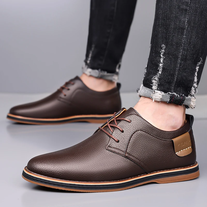 

Men's Business Casual Leather Shoes, Soft Anti-slip Sole, Breathable & Comfortable, for Driving, Outdoor and Daily Commute-XH202