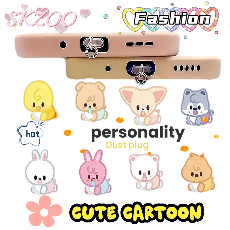 

SKZOO Stray Kids Acrylic Phone Dust Plug Cute Fashion Cartoon Personalized Creative Kawaii Dust Plug Birthday Gift for Friends