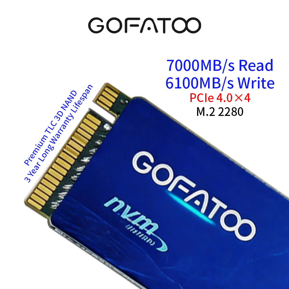 GOFATOO M.2 NVMe PCIe 4.0 x4 SSD 7000MB/s 2280 内蔵ソリッドステートドライブ 512GB 1TB 2TB 高速ストレージ PC ノートパソコン ゲーミングストレージ