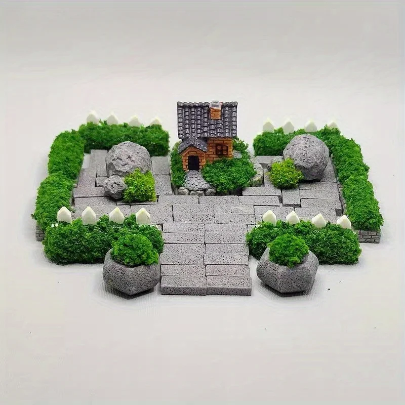30pcs Mini Model Garden Accessories Set, Miniature House Set Micro Landscape Decoration for DIY Craft Garden Decoration