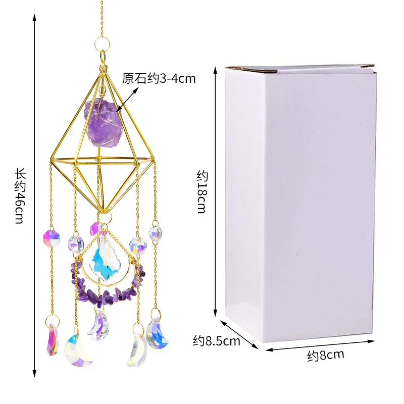 Crystal raw stone diamond-shaped sunshine catcher pendant ornaments living room balcony wind chime accessories pendant wholesale