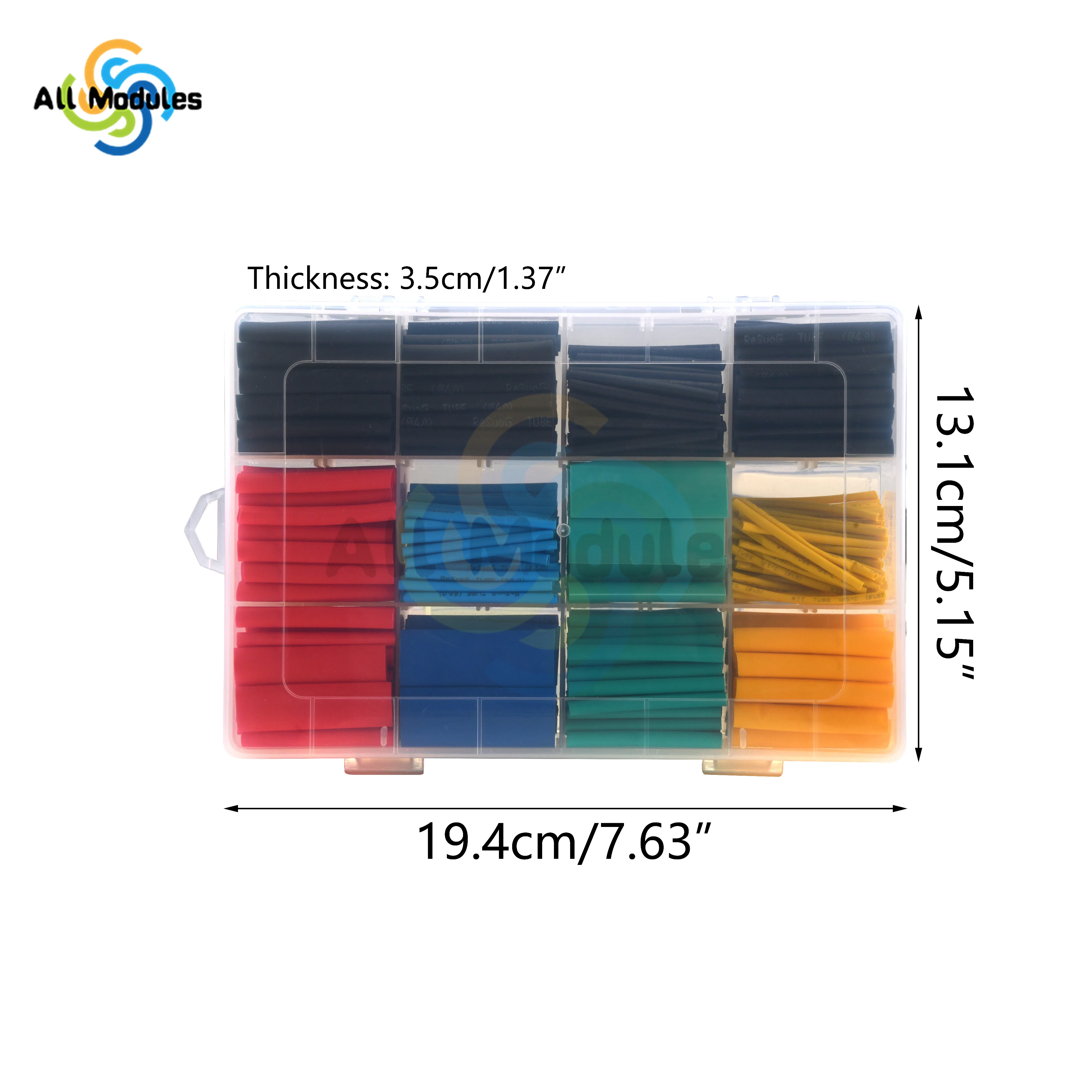 530Pcs Polyolefin Shrinking Assorted Heat Shrink Tube Wire Cable Insulated Sleeving Tubing Set with Box