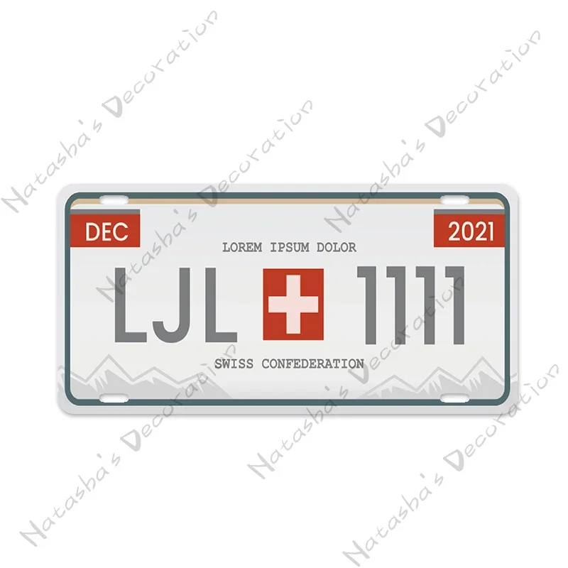 Car Number Decorative Plate Vintage Poster Metal Signs Poster Countries Metal Plate Club Bar Home Wall Industrial Decoration