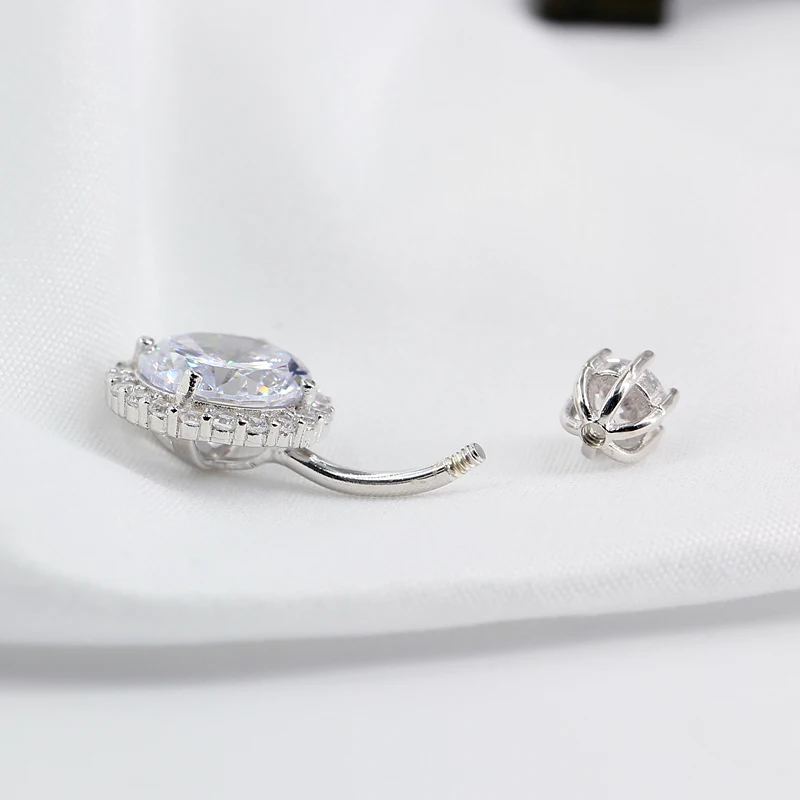 JICAI 925 Sterling Silver Belly Piercing Body เครื่องประดับรอบ Zircon แหวนสำหรับผู้หญิงขายส่ง Lot C1784
