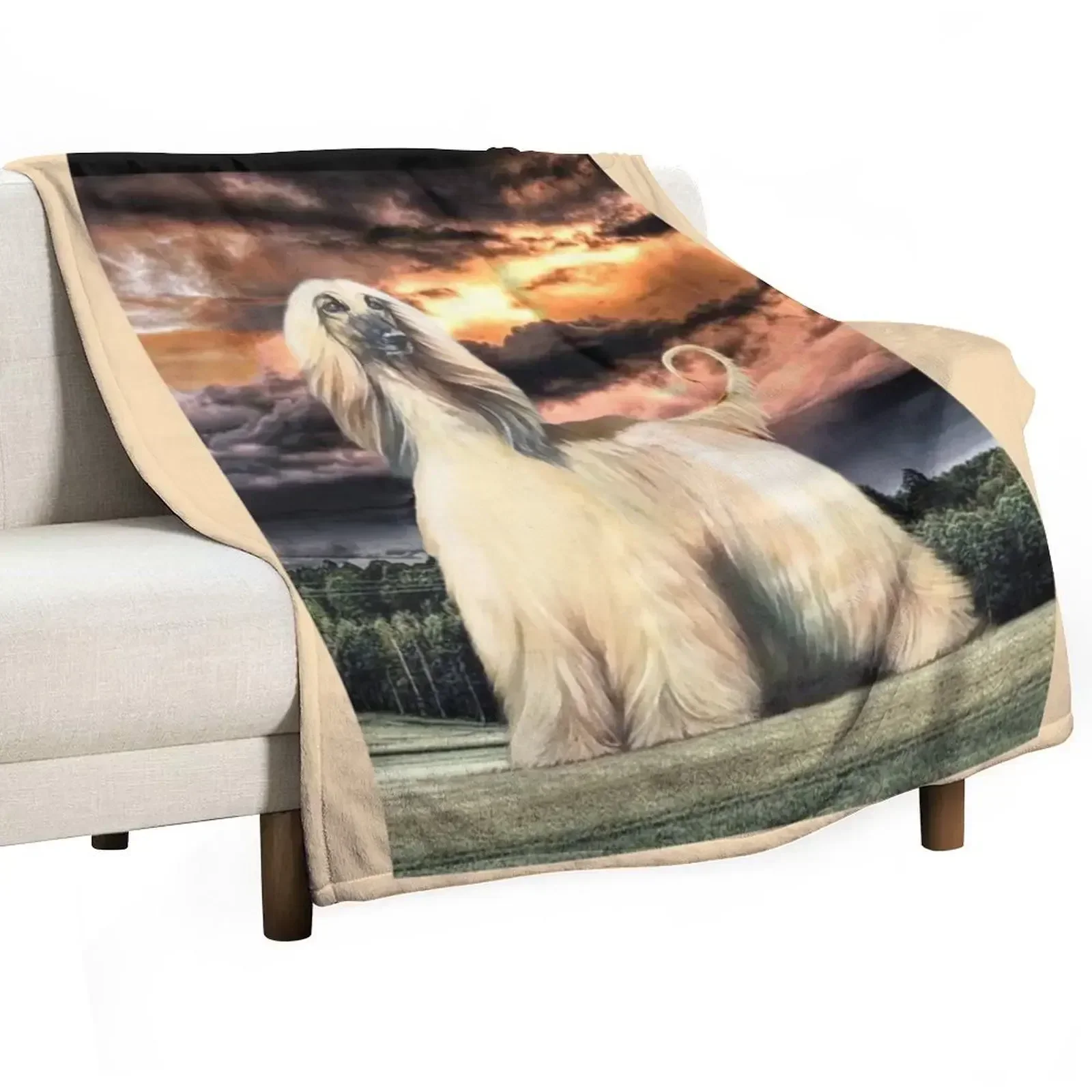 The Majestic Afghan Hound. Masked Gold. Throw Blanket Bed linens bed plaid Personalized Gift Sofa Tourist Moving Blankets