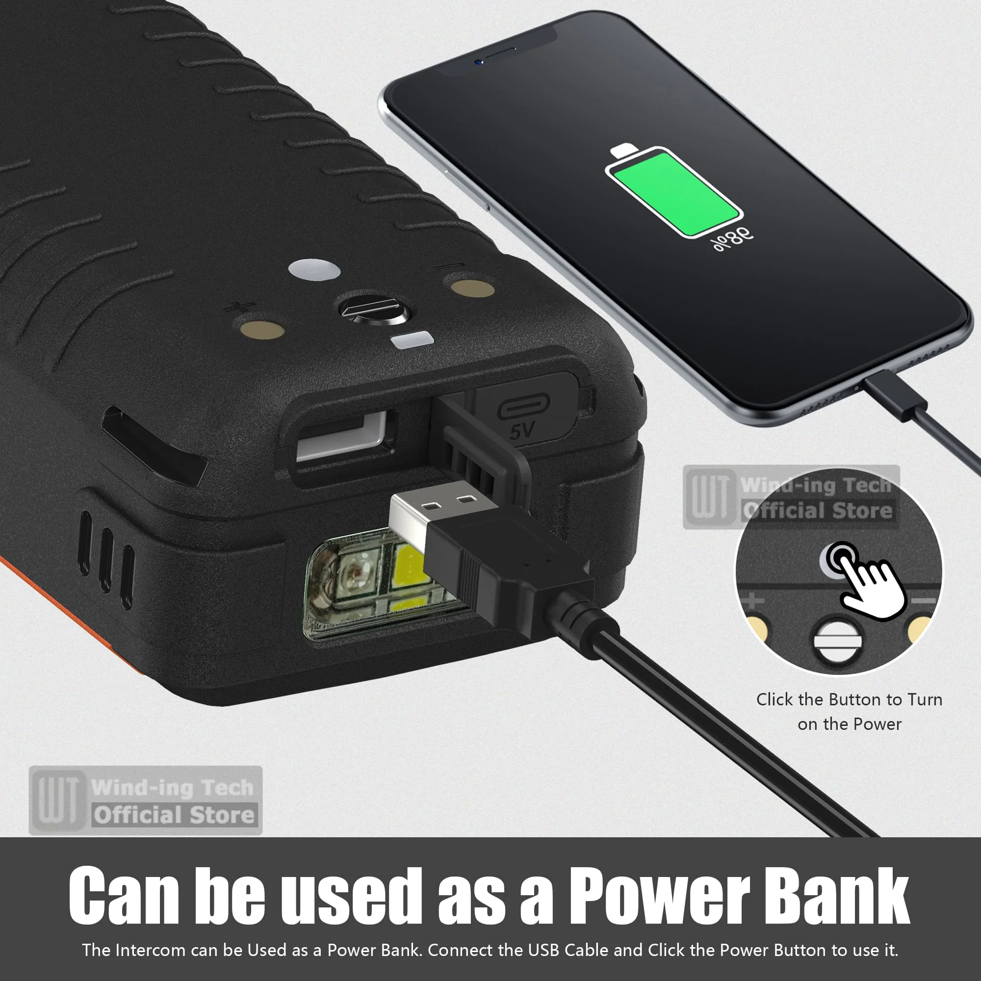 1/2PCS SQ-8500 20W Walkie Talkie 5800mAh Dual-Purpose Power Bank Al Noise Reduction Type-C Super Power IP54 Camping Ham Radios