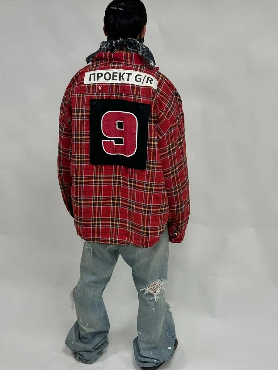 

AILZ FUGUI Project Loose Fit Thickened Cotton Jacket Patchwork Design Youth Fashion Winter Outerwear Long Sleeve Casual Shirt