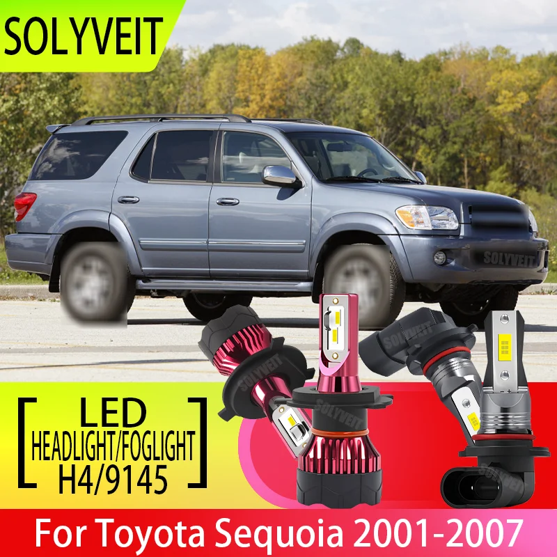 

Простая установка, светодиодные фары H4 с двойным лучом, противотуманные фары H10/9145/9140 для Toyota Sequoia 2001-2007 годов выпуска