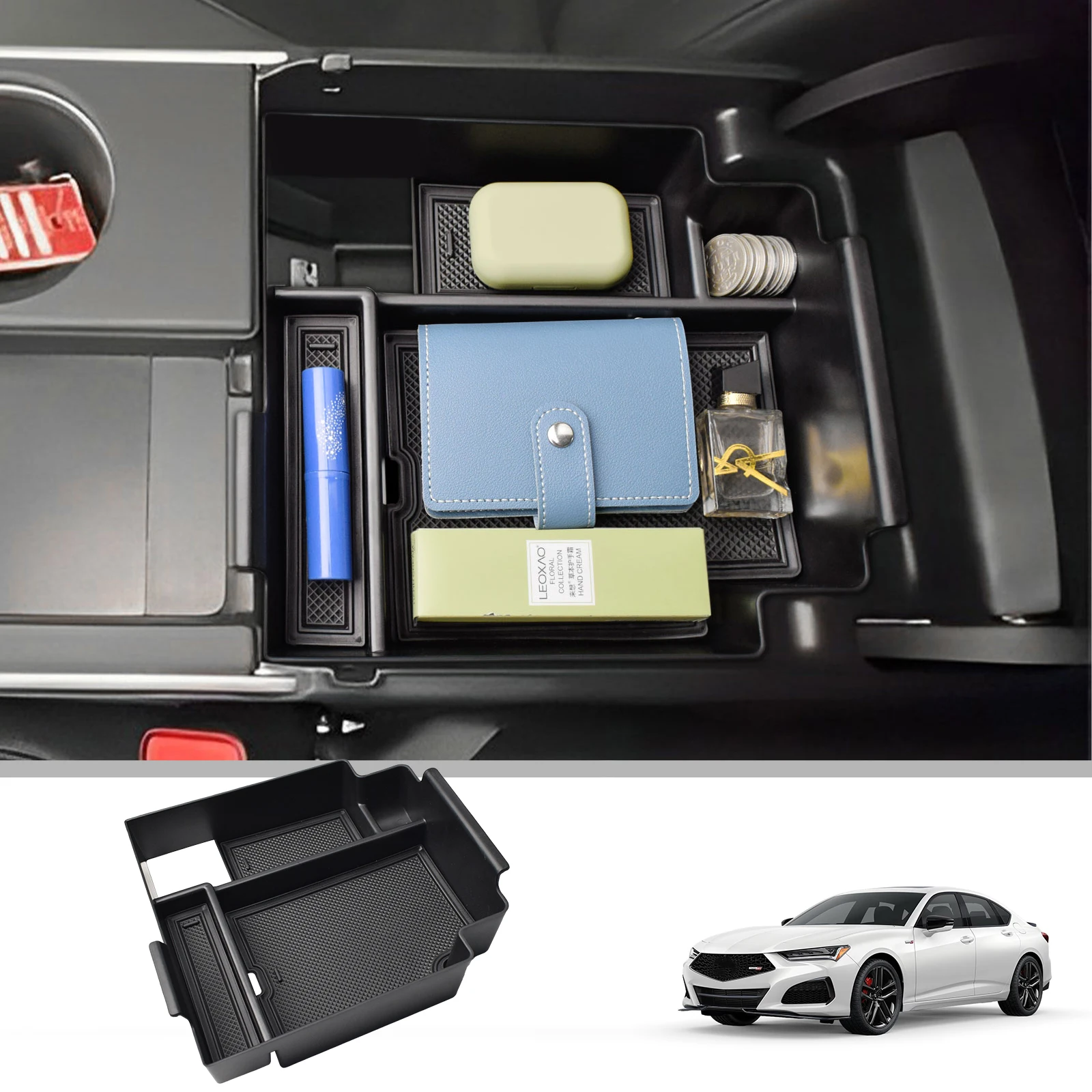 

For Acura TLX 2021- 2024 2025 Center Armrest Storage Box Tray Center Console Organizer Secondary Car ABS Storage Box Accessories